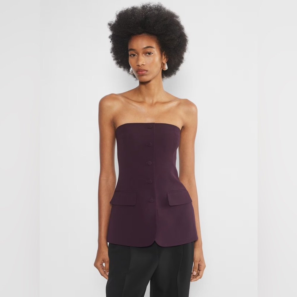 Aritzia Babaton Insider Tube Formal Prom Wedding Burgundy Button-Up Top Sz 4